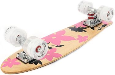 Скейтборд круїзер FunTomia Mini-Board 57см, канадський клен (7 шарів), ABEC-9 підшипники, рожевий з білими LED колесами