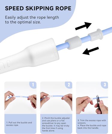 Стрибкове канат iMoebel Springseil Fitness 6 мм*3 м, ПВХ, регульований, з ABS-ручкою, для дітей та дорослих, бокс, схуднення, кросфіт (біло-блакитний)