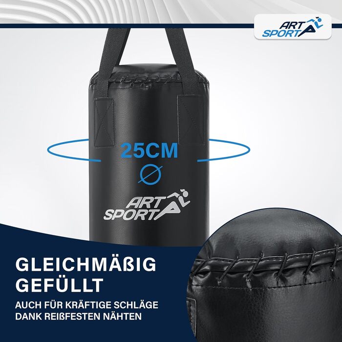 Боксерський мішок ArtSport® для дітей з рукавичками та бинтами - 8 кг, з кріпленням, від 6 років