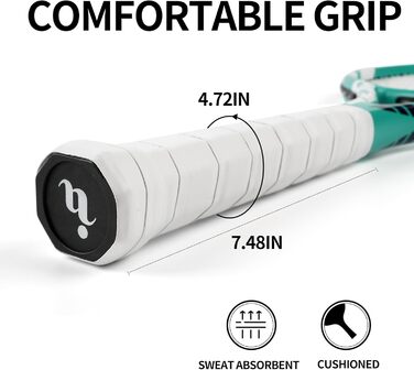 Набір тенісних ракет для дорослих 2 шт. з струнами, 27 дюймів, 3 м'ячі, 2 ручки, 2 демпфери вібрації (зелений)