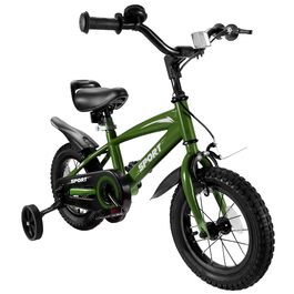 Дитячий велосипед BODIOO 12 дюймів, з регульованим сидінням, двома гальмами, підставкою, відбивачем та бризговиком, 84-97 см (Зелений)