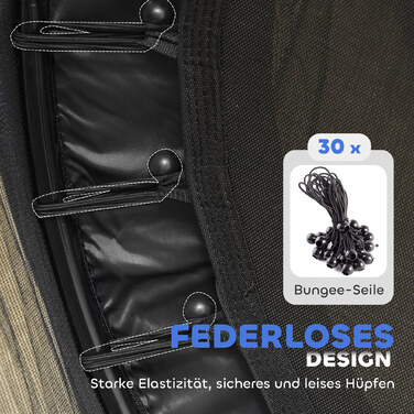 Стрибучий батут для дітей, діаметр 140 см, з сіткою безпеки, для використання в приміщенні та на вулиці, сталевий каркас, пластикове полотно, максимальне навантаження до 50 кг, чорний