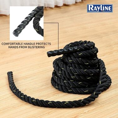 Тренувальний канат Rayline Battle Rope 15 м для фітнесу, бодібілдингу, аеробіки, кросфіту, силових тренувань