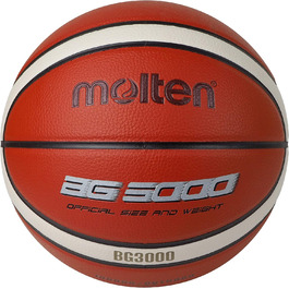Баскетбольний м'яч Molten BG3000, розмір 6, для залу та вулиці, зносостійка синтетична шкіра, помаранчево-слонова, для підлітків і дорослих