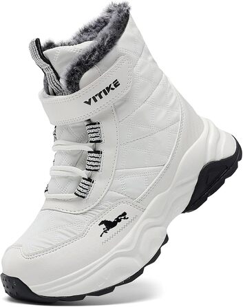 Дитячі зимові черевики JMFCHI для хлопчиків та дівчаток: трекінгові, на шнурівці, з теплим підкладком, неслизька підошва, бавовняні черевики (33 EU, білий)