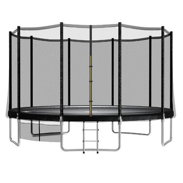 Трамплін JUMMICO Outdoor для дітей з драбиною та боковою кишеню (діаметр 366 см, чорний), сертифікований GS