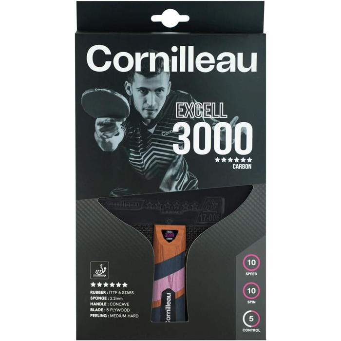 Ракетка для настільного тенісу Cornilleau Excell 3000 Carbon - професійна, карбонова