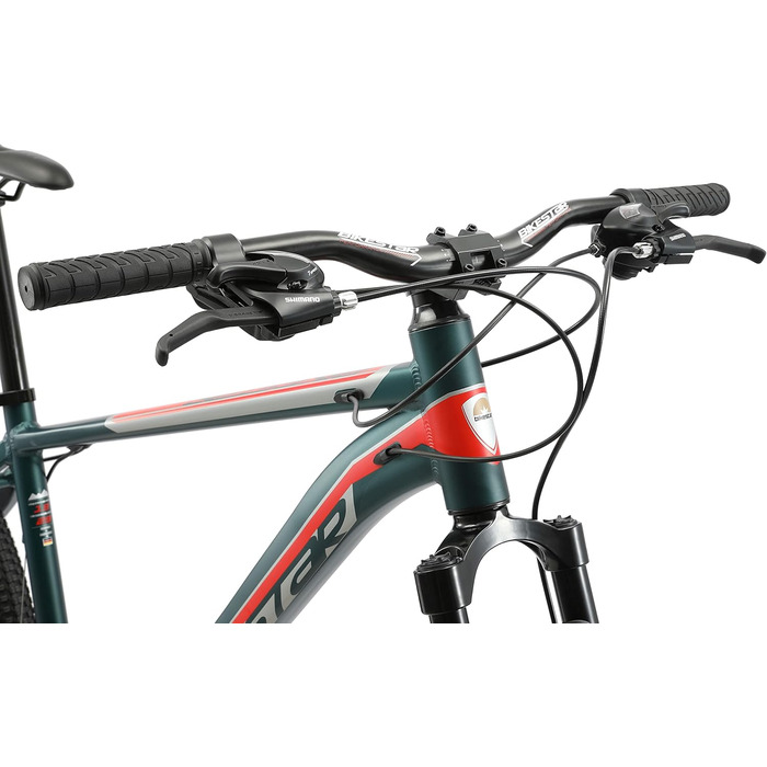 Гірський велосипед BIKESTAR Hardtail алюмінієвий, 21 швидкість Shimano, дискові гальма, колеса 29 дюймів, рама 19'' зелено-червоний