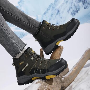 Зимові чоботи ASTERO для хлопчиків 31-38, снігоступи, дитячі черевики для походів з металевими шипами, утеплені, нековзні (A Grün, 31 EU)