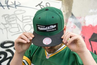 Кепка Mitchell & Ness 2 Tone Box Logo Snapback з плоским козирком, темно-зелений/чорний, універсальний розмір