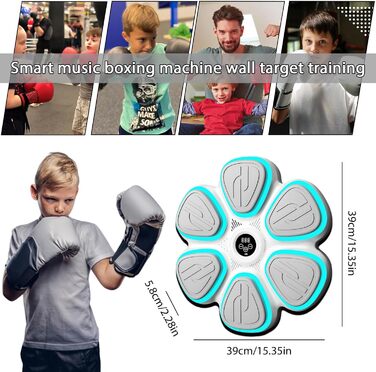 Музична бокс-машина Oamger з LED-підсвіткою, 9 режимів, з боксерськими рукавичками, інтелектуальним підрахунком та Bluetooth, для тренувань вдома для дітей та дорослих, чорний