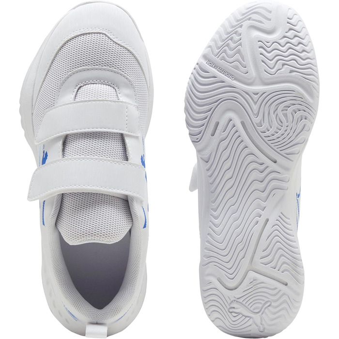 Дитячі унісекс кросівки Puma Varion II V Jr для залу (Indoor Court Shoe), білі з синім, розмір 34 EU