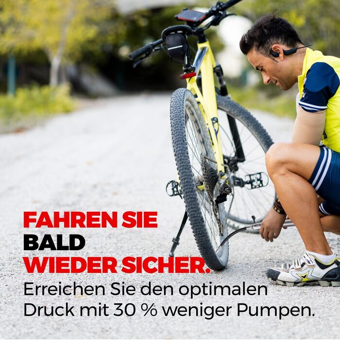 Міні-насос для велосипеда PRO BIKE TOOL з манометром - для Presta та Schrader клапанів, тиск до 6.9 Bar, легкий, з індикатором тиску, для шосейних та гірських велосипедів, титан, 22.8 x 7 x 3 см