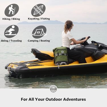Водонепроникний рюкзак STOVER Dry Bag, 40 л, для каякінгу та водних активностей, з надійним Roll-Top, плаваюча сумка з фронтальною кишенею та світловідбиваючим елементом (Зелений)