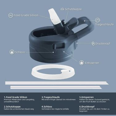 Вакуумна пляшка для води IDEUS 1183 мл з нержавіючої сталі, подвійні стінки, спортивна металева фляга з герметичною кришкою, темно-синя