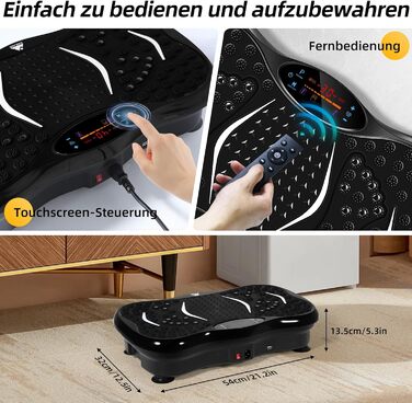 Віброплатформа EVOLAND 3D для фітнесу з 5 програмами, Bluetooth та 2 гумками для тренувань вдома