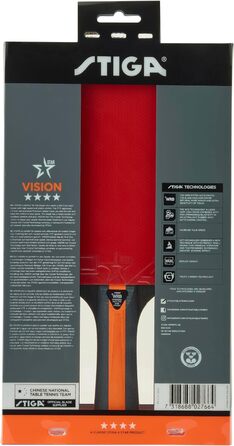 Настільна ракетка для тенісу STIGA Vision 4-зіркова, чорна/червона, одиночна