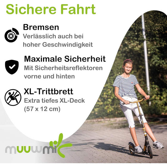 Самокат трюковий muuwmi Aluminium Scooter Deluxe 205мм ABEC 7 сіро-блакитний - для дітей та дорослих, регульована висота, сертифікат GS