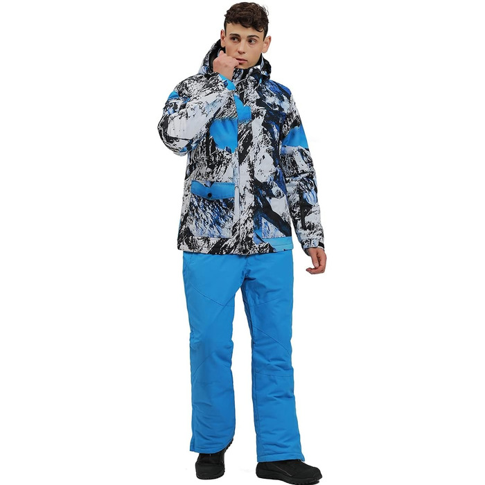 Костюм чоловічий зимовий HOTIAN: комплект куртка та штани для сноубордингу, катання на лижах, походів та альпінізму (L, 2blue+blue)