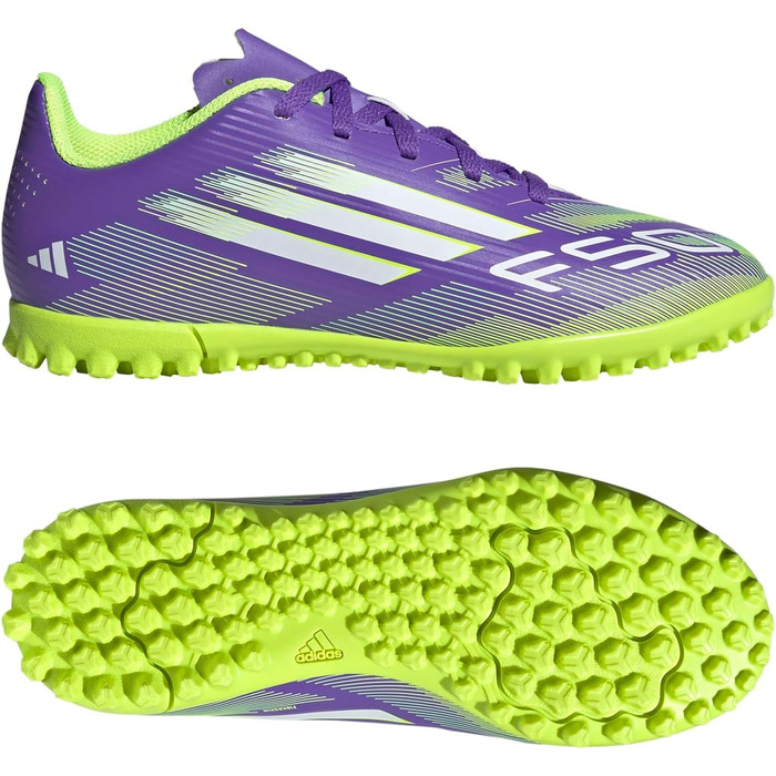 Дитячі футбольні бутси adidas F50 Club Turf для футболу, розмір 30 EU, Purple Rush/Cloud White/Lucid Lemon