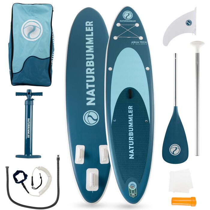 SUP дошка Naturbummler® для початківців та досвідчених, 330x81x15 см, темно-синя - Комплект для Stand Up Paddling