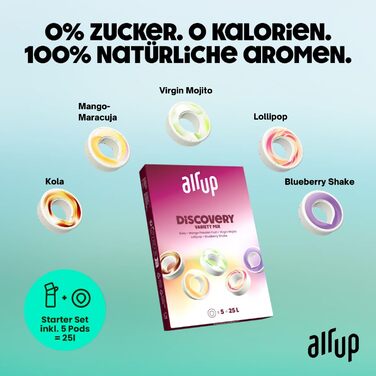 Пляшка для води air up Twist Pro 600 мл фіолетова з ароматом Blue Pulse + 5 арома-подів без цукру та соломинка для школи, спорту, фітнесу