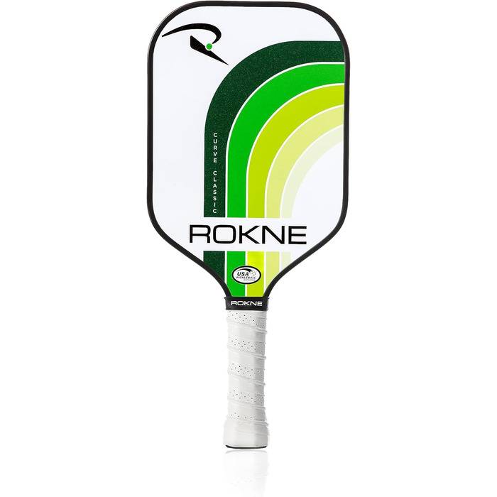 Професійна ракетка для піклболу ROKNE Curve Classic, склопластик, USAPA, текстура ProGrit, лайм