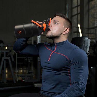 Термос-термобутилка Fjbottle з нержавіючої сталі 1900 мл з магнітною кришкою, BPA Free, подвійні стінки, для газованої води, спорт, фітнес, туризм, чорна з оранжевим