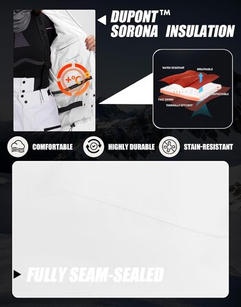 Жіноча куртка Pioneer Camp для сноуборду та гірськолижного спорту, водонепроникна, вітрозахисна, тепла, зимова, біла, розмір S