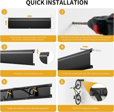 Настінна тримач для велосипедів Housolution 32 дюйми на 4 велосипеда + 3 шоломи, до 300 фунтів, міцна сталь, для гаража, чорний