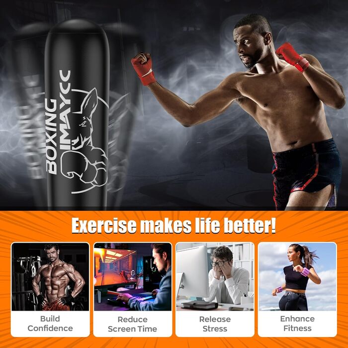 Стенд-мішок для боксу дорослий/підлітковий, 180 см, PVC, для боксу, кікбоксингу, муай-тай, MMA, боксерського тренування