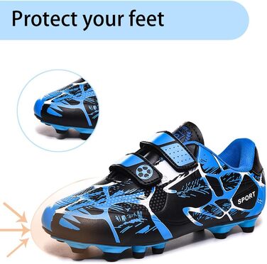 Дитячі футбольні бутси для хлопчиків та дівчаток, Outdoor, Kunstrasen, Spikes, 28-37EU (29 EU, Blue)