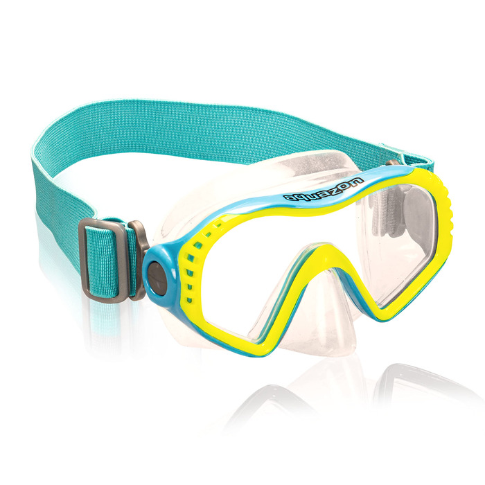 Маска для плавання Aquazon Starfish Junior Medium (7-12 років) синьо-жовта. Дитяча маска для снорклінгу та дайвінгу зі склам Tempered та силіконовим обтюратором.