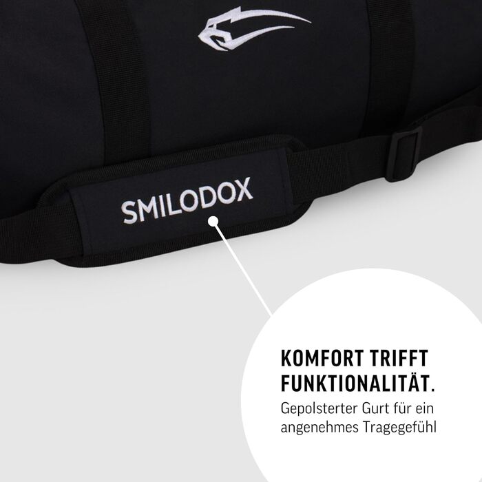 Спортивна сумка Smilodox Classic 2.0 чорна, унісекс, для тренувань, фітнесу, спортзалу та подорожей з багатьма відділеннями, ручна та плечова
