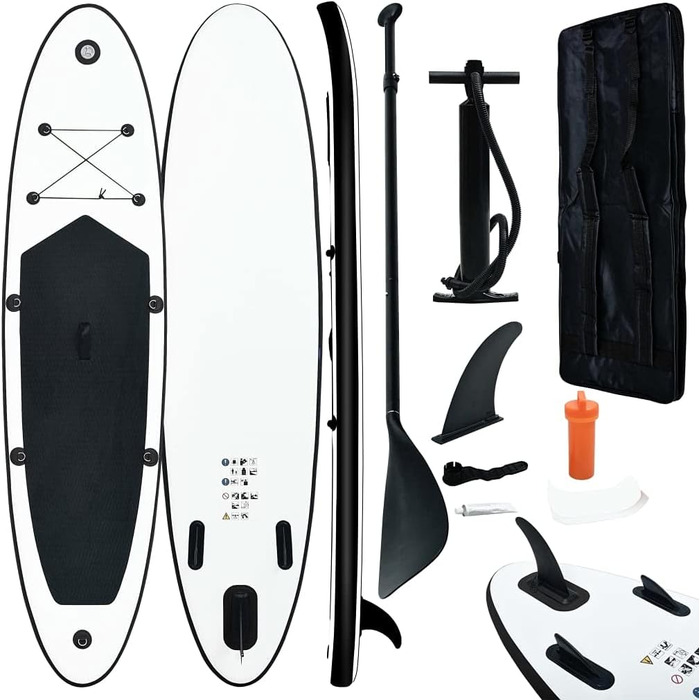 Надувна SUP-дошка vidaXL 390x81x10 см, чорна, комплект для серфінгу з веслом
