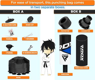 Боксерський мішок RDX Junior Standbox, рукавички для тренувань, MMA, кікбоксинг, бокс, 4 фути (блакитний)