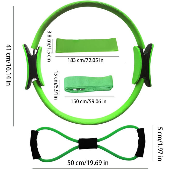 Набір кілець для пілатесу, тренажер для пресу та рук, для фітнесу та схуднення (зелений)