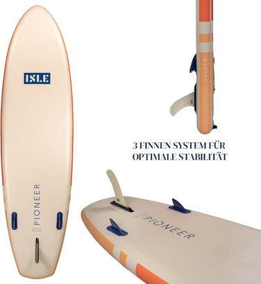 Надувна SUP-дошка ISLE Pioneer з комплектом: рюкзак, насос, весло, страховочний шнур, 3-плавникова система, для початківців, дизайн Каліфорнія