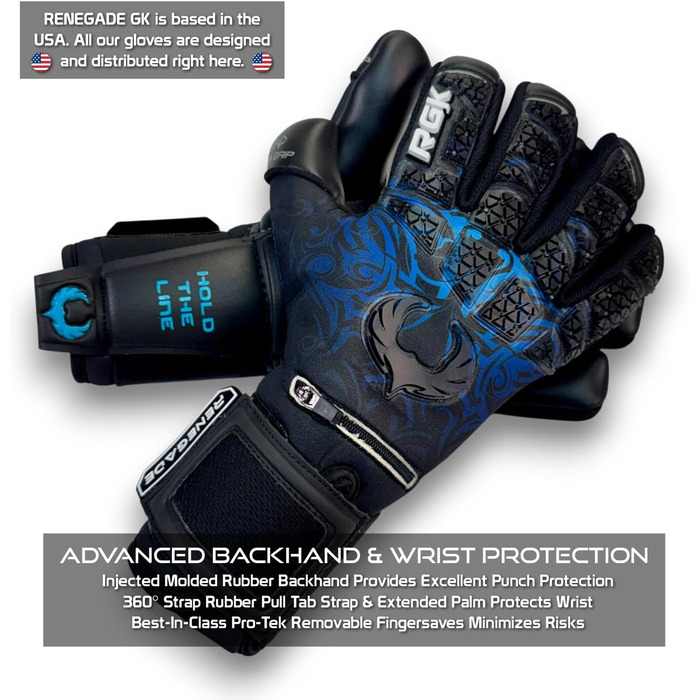 Воротарські рукавички Renegade GK Limited Edition Rogue з захистом пальців (розміри 6-11, рівень 4+). Giga Grip 4+3мм | Преміум-якість для дорослих, підлітків та дітей