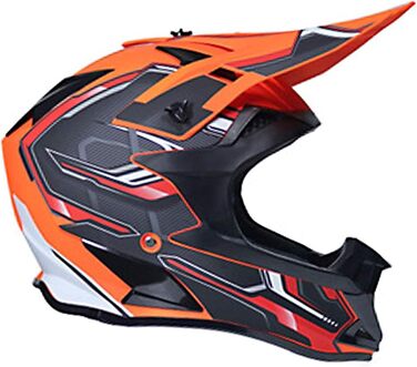 Мотошолом YASE Cross для мотокросу/ендуро/даунхілу, повний захист обличчя, для мопеда/ATV/MTB (чорний/помаранчевий/червоний, L (56-57 см))