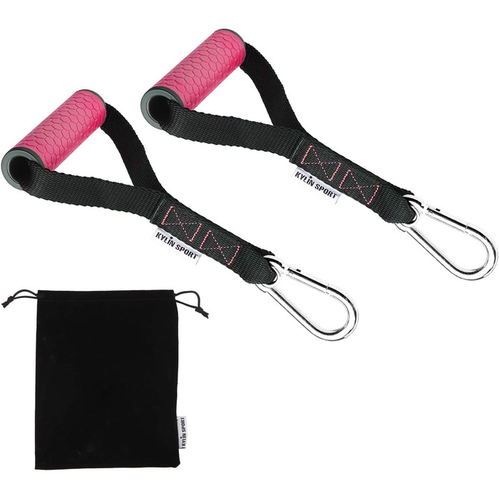 Набір аксесуарів для тренажерів KYLIN SPORT: гумки, ручки, карабіни (рожевий)