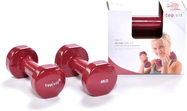 Гантелі top vit® з чавуну з вініловим покриттям, набір з 2 коротких гантелей, для чоловіків, жінок і літніх людей, 4 кг, колір ожина