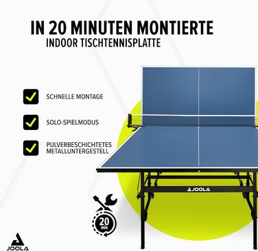 Стіл для пінг-понгу JOOLA Inside 13, розкладний, синій, 274 x 152,5 x 76 см, включає сітку