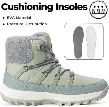 Зимові черевики Mishansha для жінок, утеплені, водонепроникні, трекінгові, розмір 36-42 (зелені черевики, 41 EU)