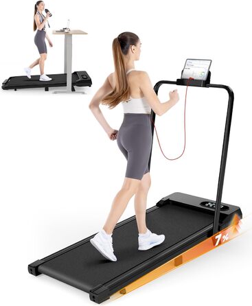 Walking Pad Dskeuzeew: Бігова доріжка з нахилом 7% для дому. 4-в-1, чорний