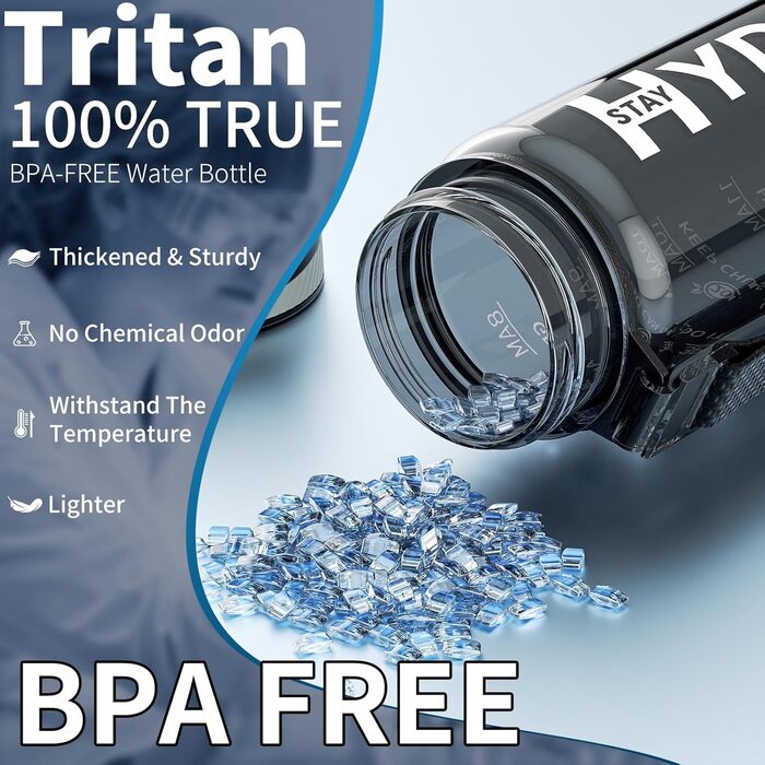 Спортивна пляшка для води 1л Tritan без BPA з міткою часу, сіра (1000 мл)