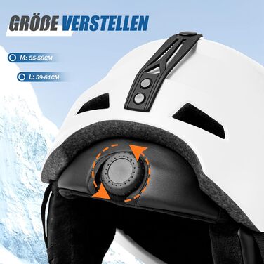 Шолом для лиж та сноуборду з маскою UV400, білий, унісекс, M