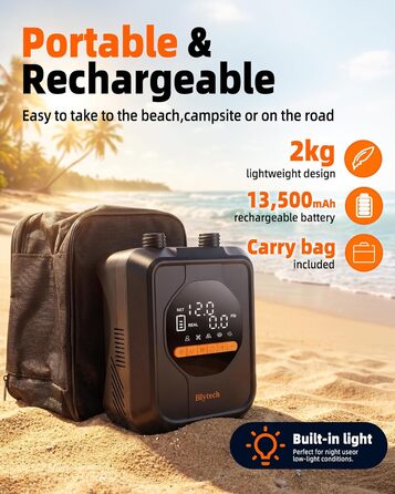 Насос електричний для SUP дошки 20 PSI з акумулятором 13500 mAh: портативний насос для SUP, каяка, човна, басейну та надувних виробів