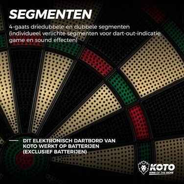 Електронна дартс-мішень KOTO Soft 590 з 6 дротиками, 32 ігри, 590 варіантів, 39x1,5x43,3 см