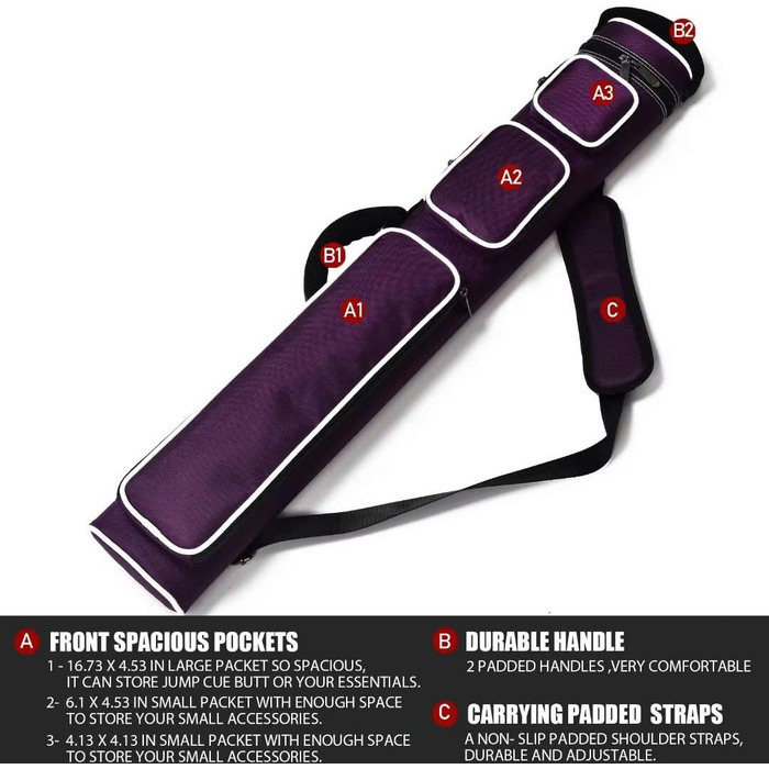 Більярдний кий Collapsar 2x4 Hart з чохлом, фіолетовий нейлон